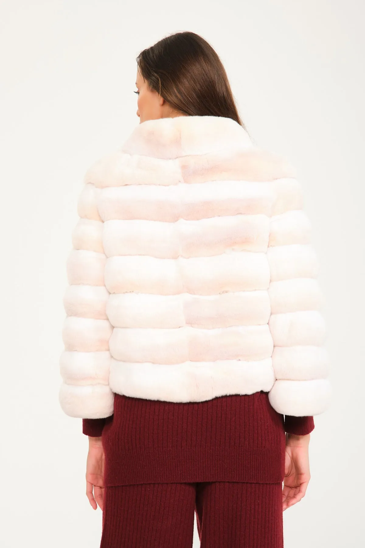 Peach Color Chinchilla Fur Coat