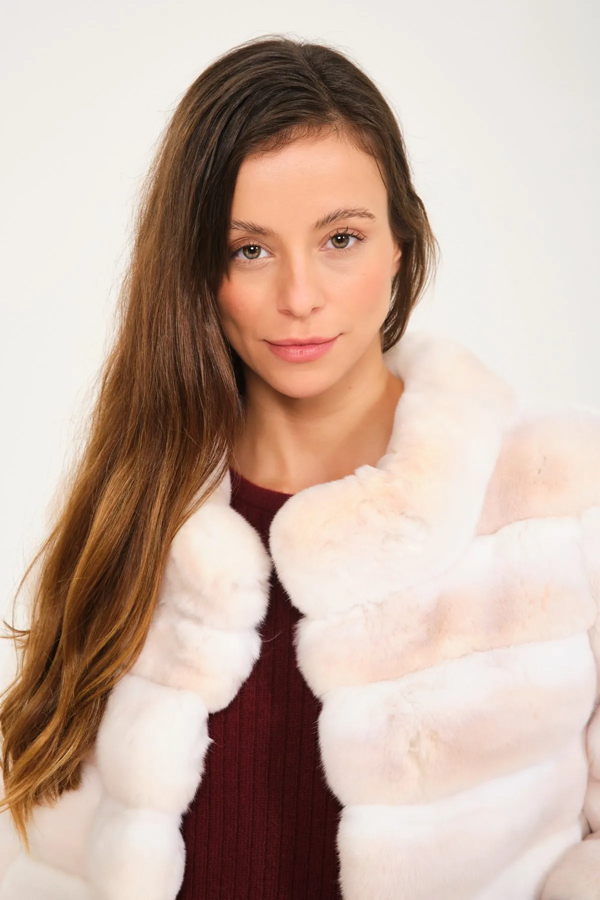 Peach Color Chinchilla Fur Coat