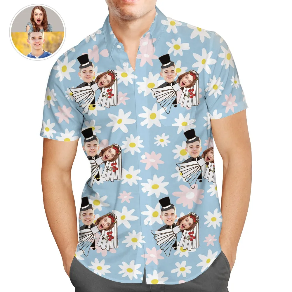 Personalised Pet Couple Face Hawaiian Shirt Best Funny Wedding Shirts