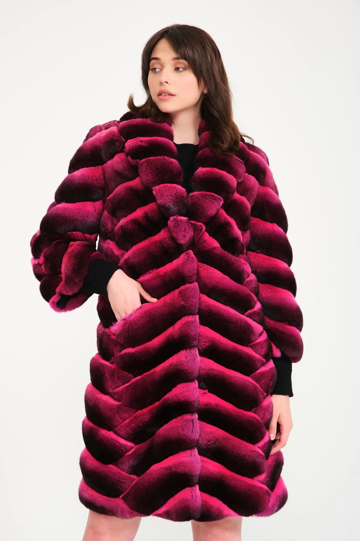 Pink Chinchilla Fur Coat