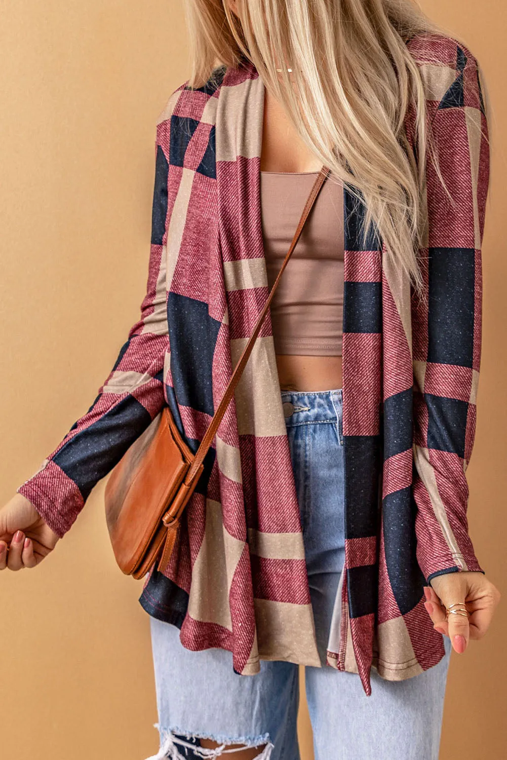 Plaid Open Front Cardigan