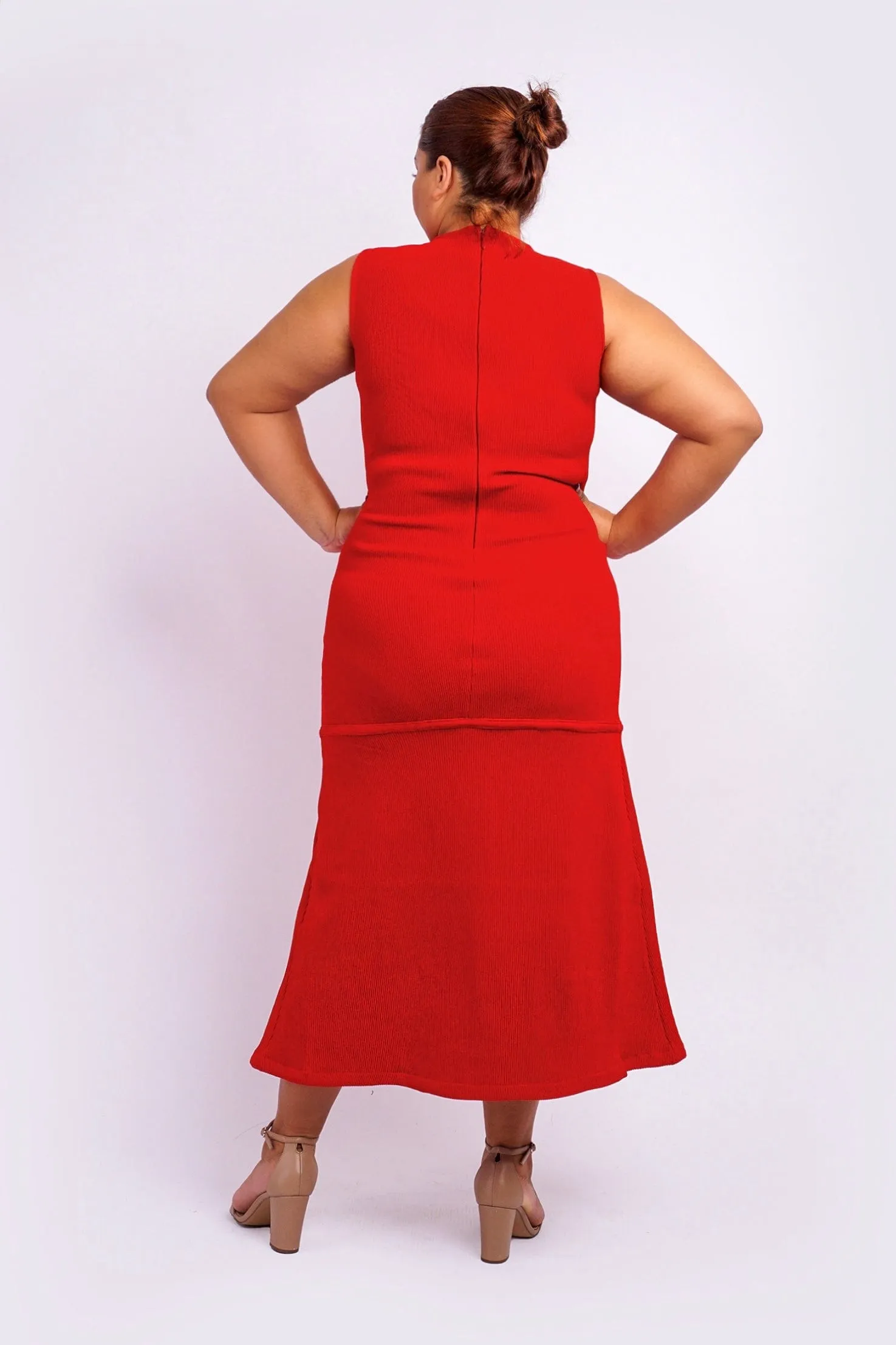 Plus Red Grommet Lace Up Dress Maxi