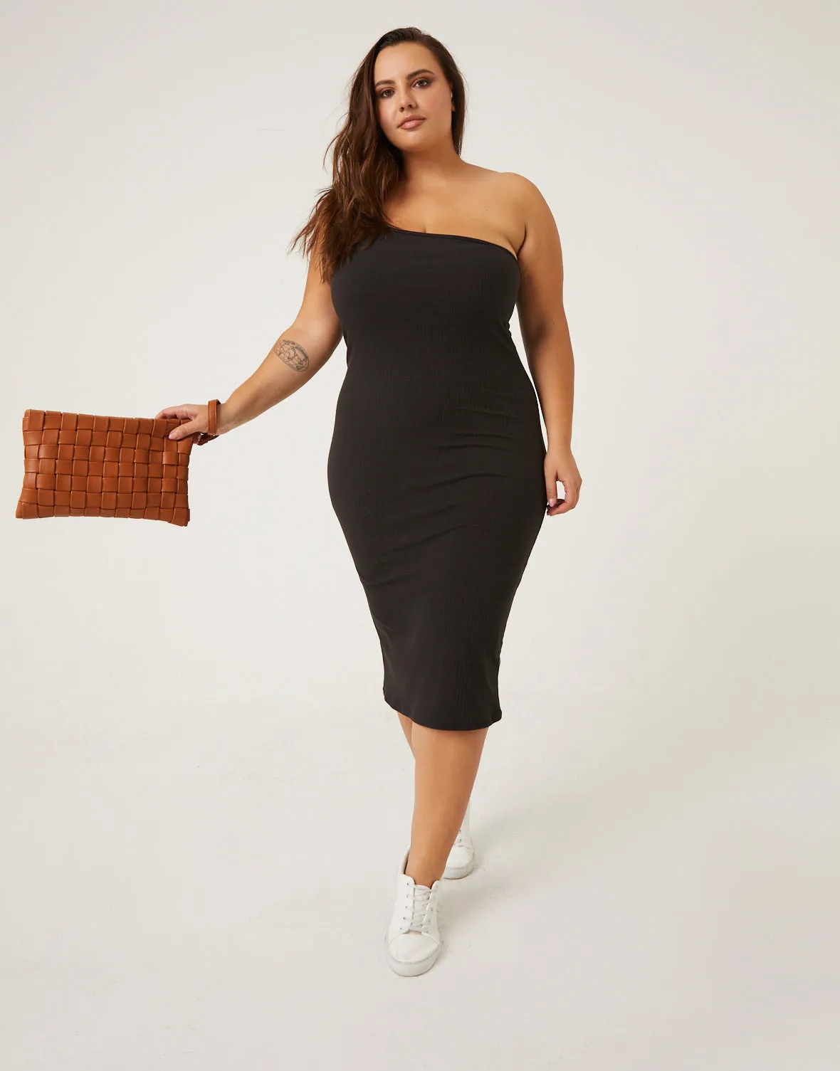 Plus Size One Shoulder Tank Dress