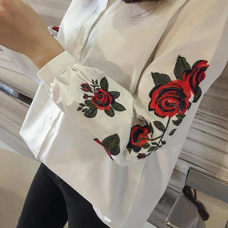 Plus Size - Women Blouses Ladies Floral Embroidery Blouse (US 6-16W)