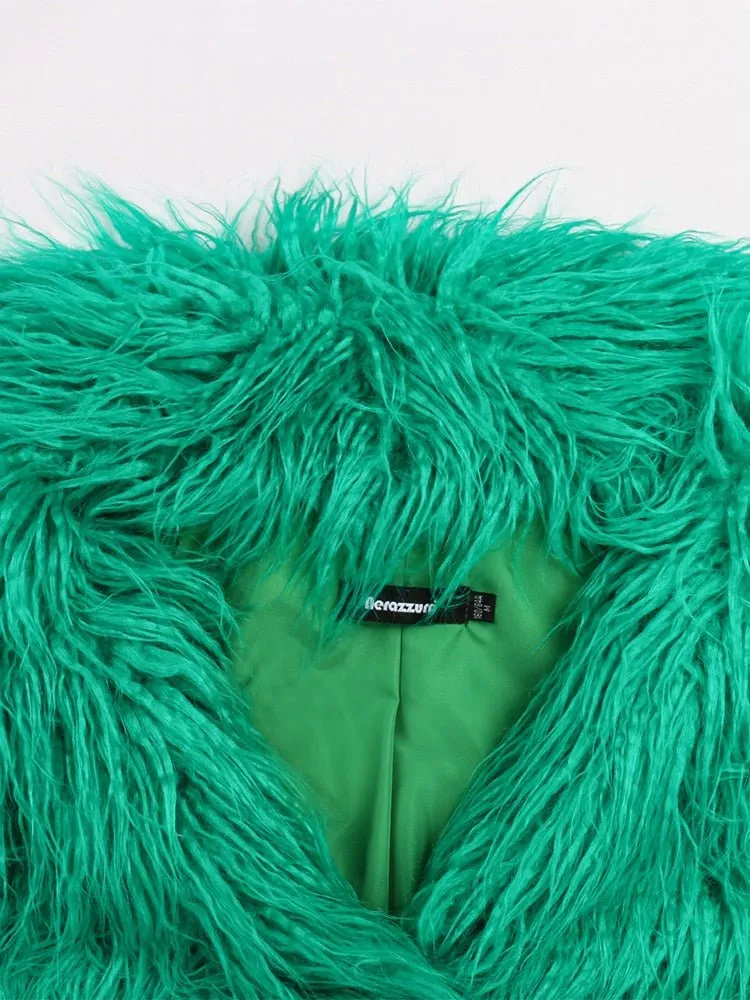 Pre Order:  Shaggy Green Faux Fur Jacket