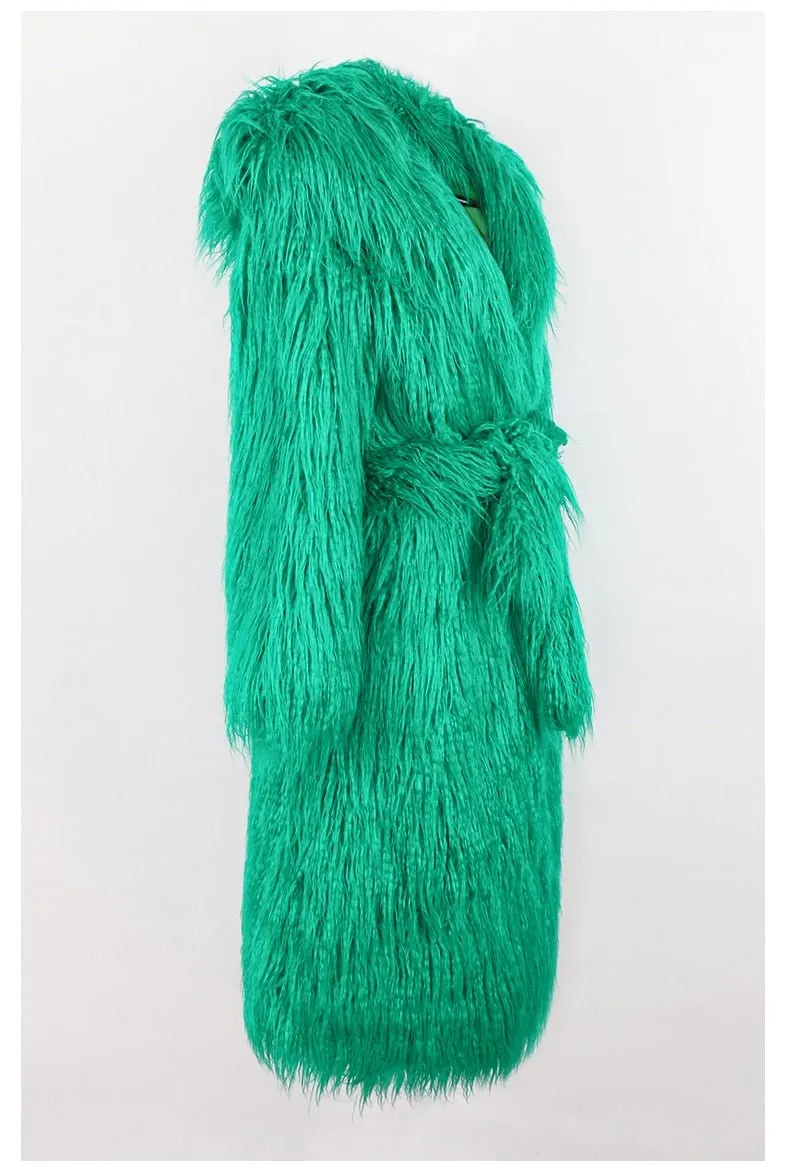 Pre Order:  Shaggy Green Faux Fur Jacket