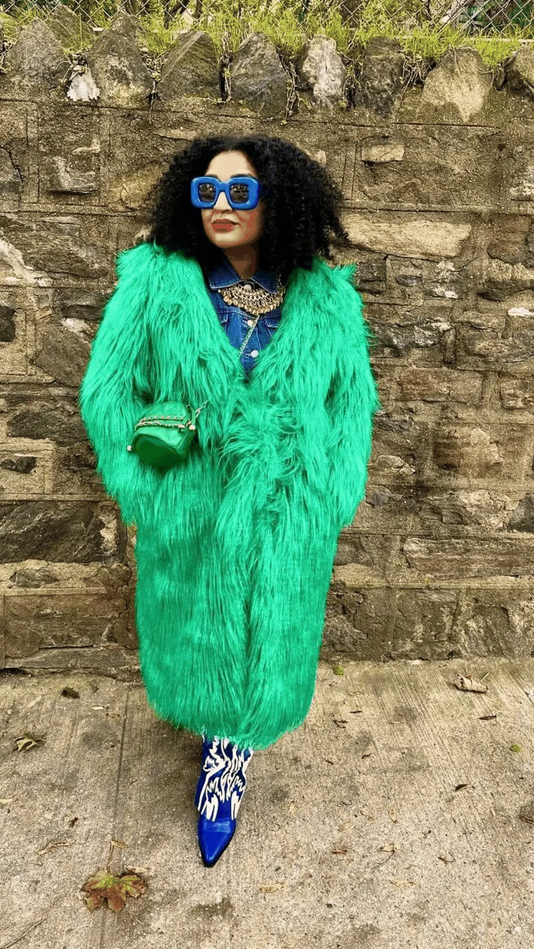 Pre Order:  Shaggy Green Faux Fur Jacket