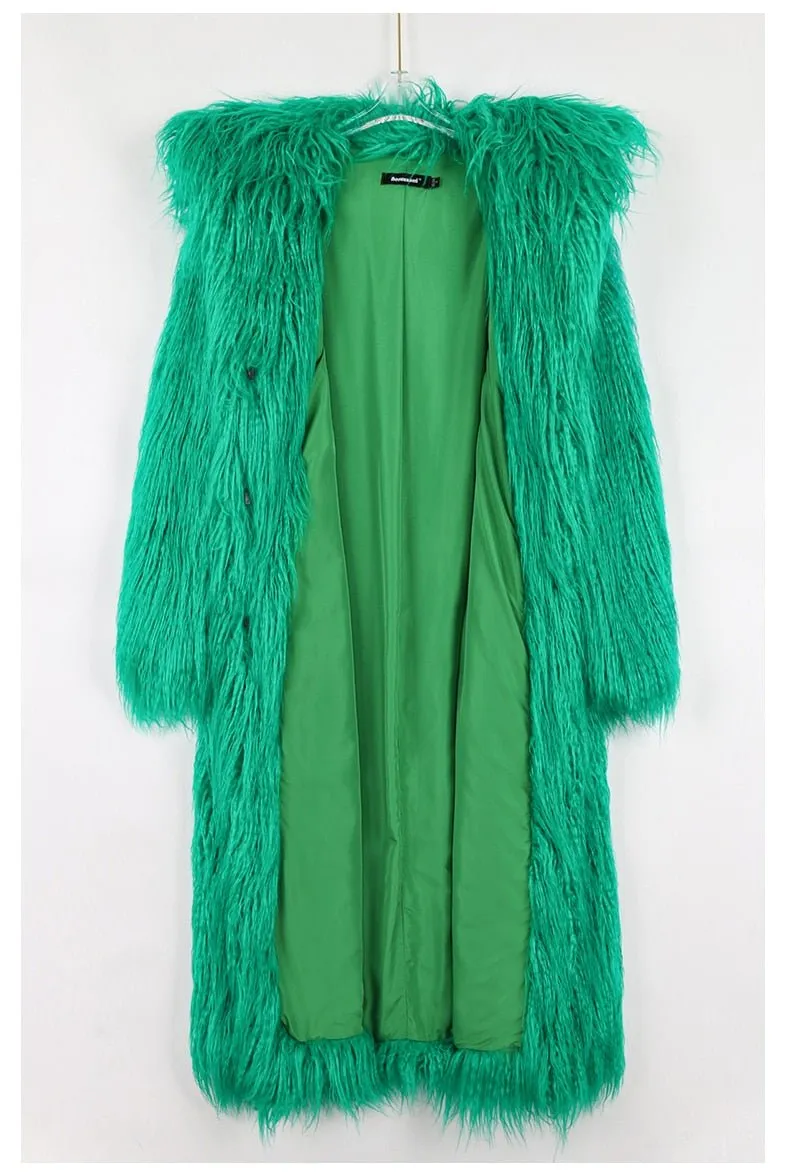 Pre Order:  Shaggy Green Faux Fur Jacket