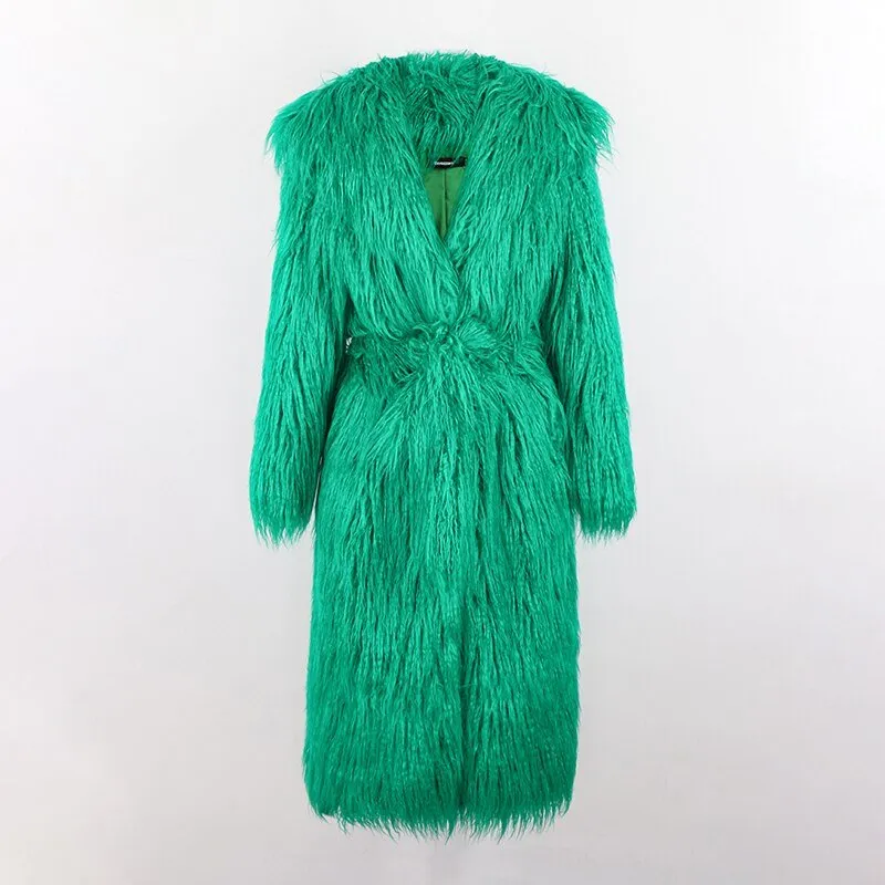 Pre Order:  Shaggy Green Faux Fur Jacket