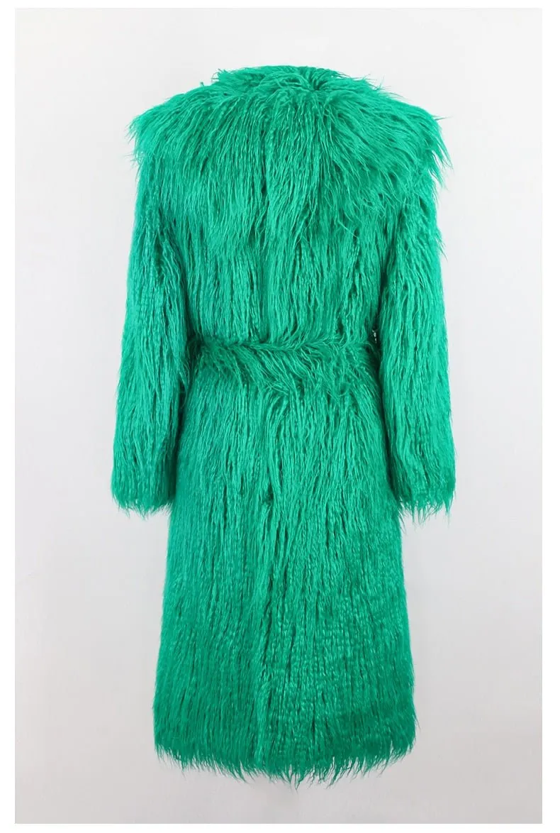 Pre Order:  Shaggy Green Faux Fur Jacket