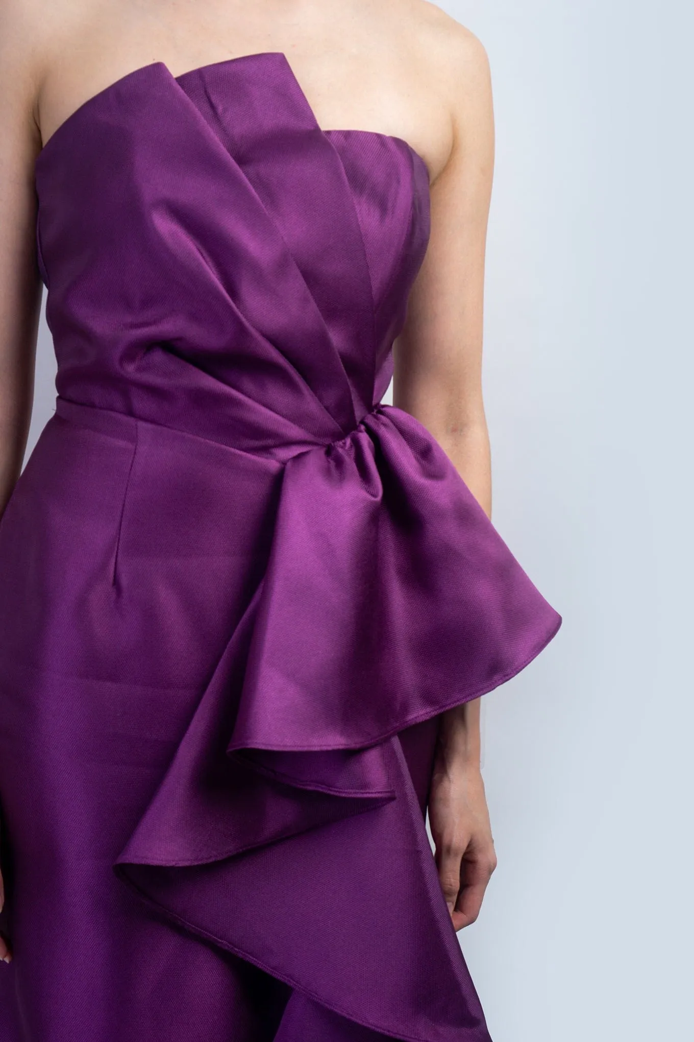 Purple Big Side Ruffle Gown