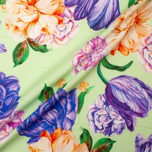 Purple Tulip Printed Mint Green Pure Cotton