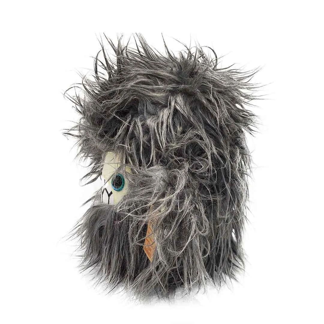 Pygmy Sasquatch Head - Gray Fur Teal Eyes by Careful It Bites