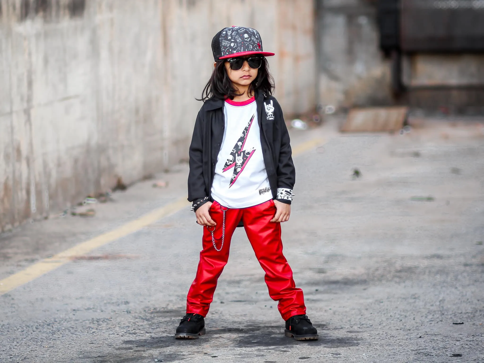 Red MJ Pants for kids unisex vegan leather Holiday Christmas Valentine's Halloween