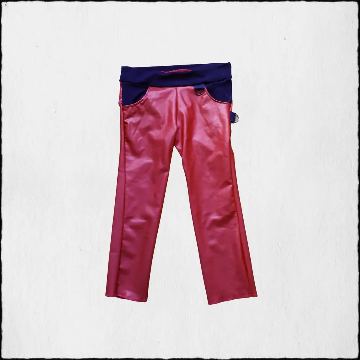 Red MJ Pants for kids unisex vegan leather Holiday Christmas Valentine's Halloween