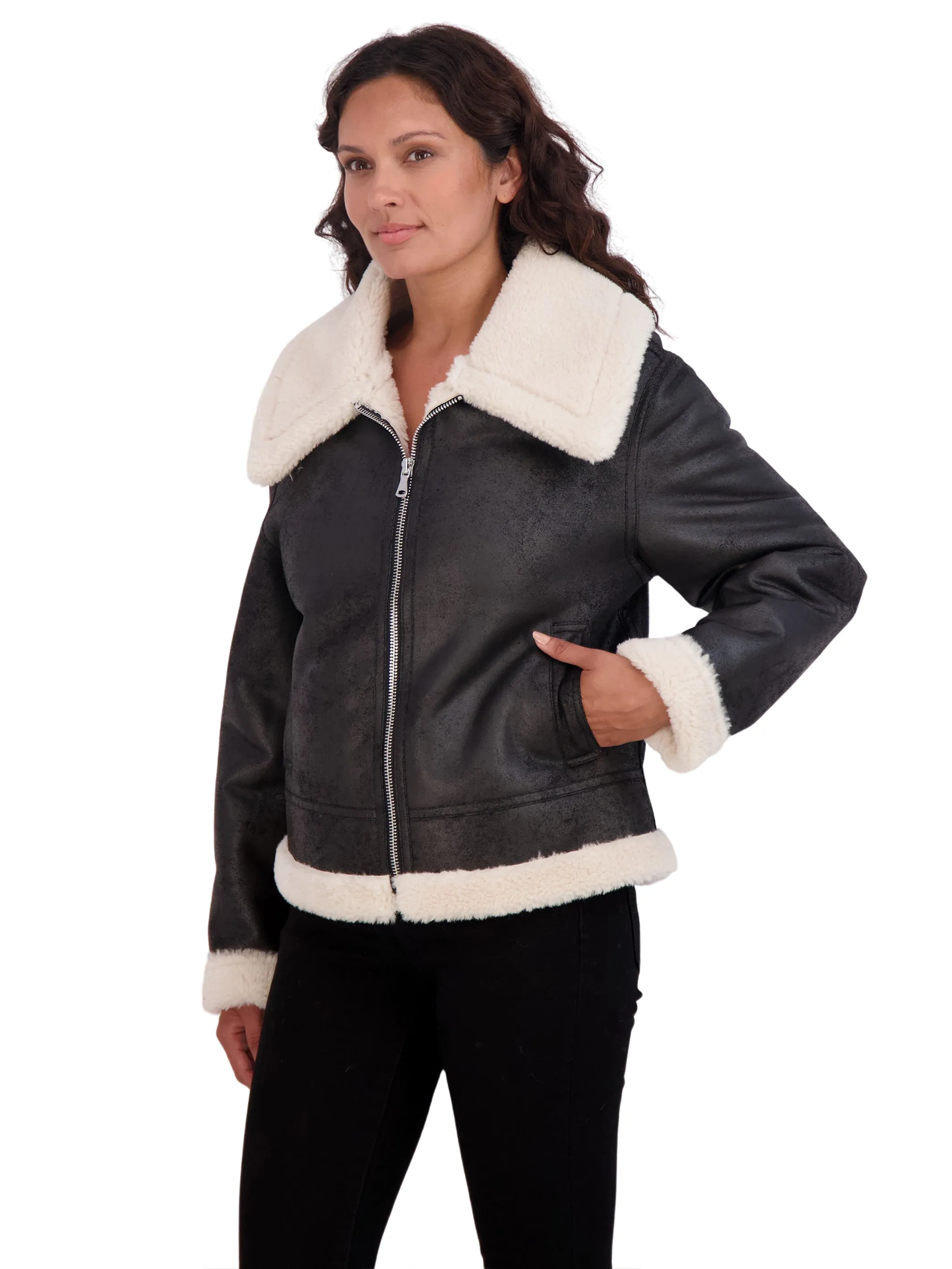 Sebby Collection Women's Faux Shearling Jacket