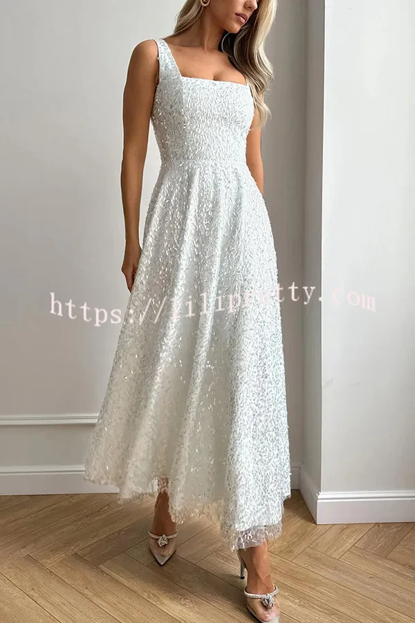 Sexy Waist-cinched Elegant Mesh Sequin Party Maxi Dress