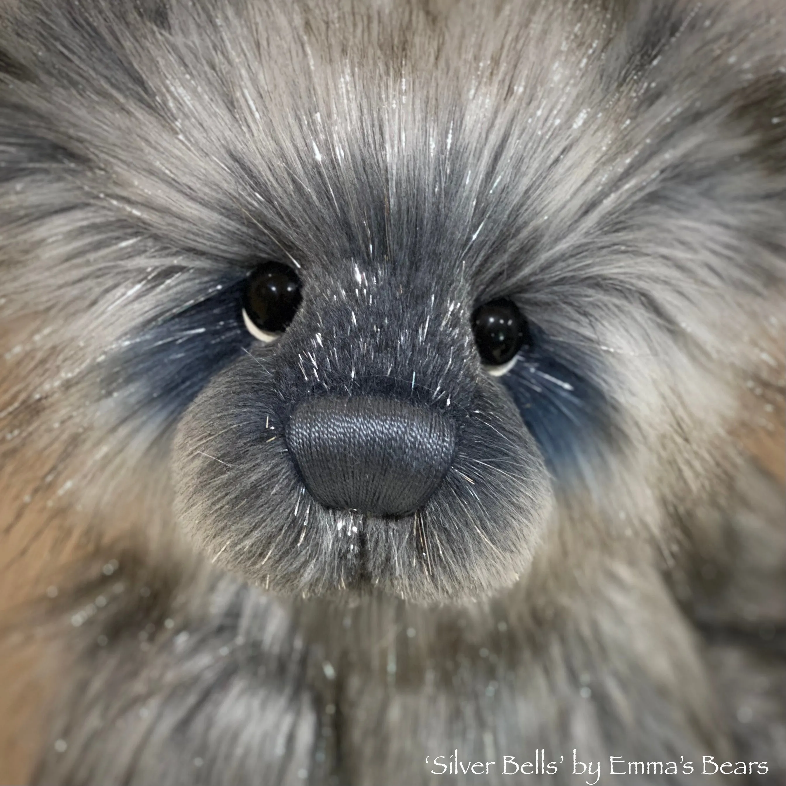 'Silver Bells' - 22" Christmas 2021 Faux Fur Artist Baby Bear by Emma's Bears - OOAK