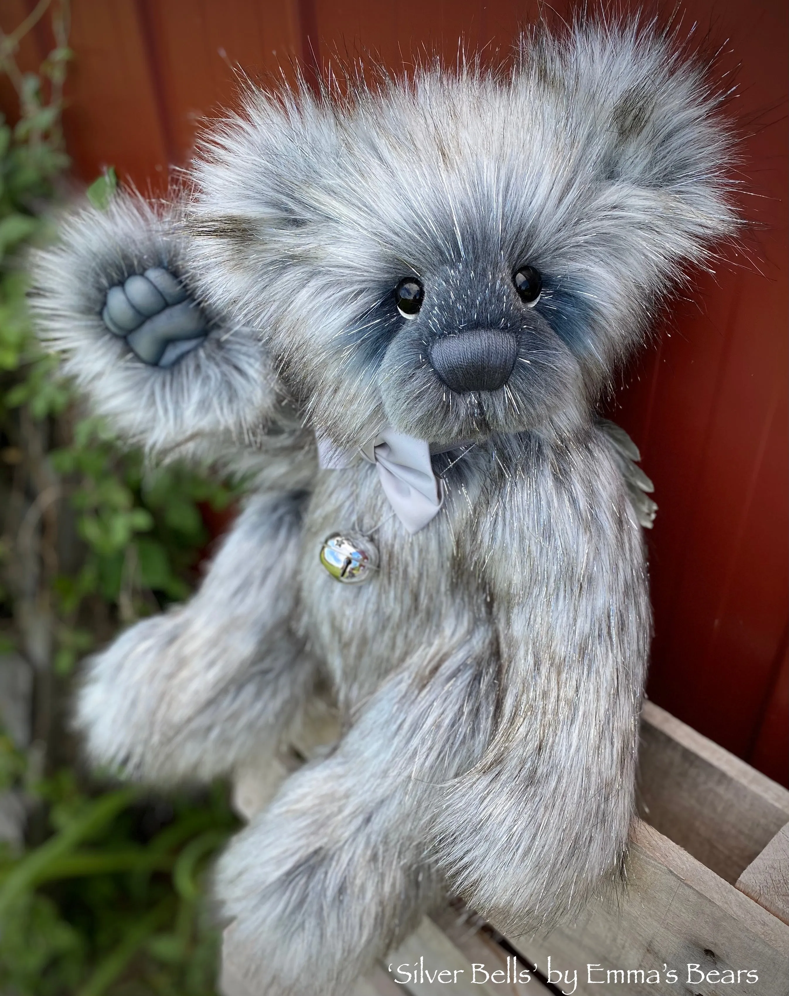 'Silver Bells' - 22" Christmas 2021 Faux Fur Artist Baby Bear by Emma's Bears - OOAK