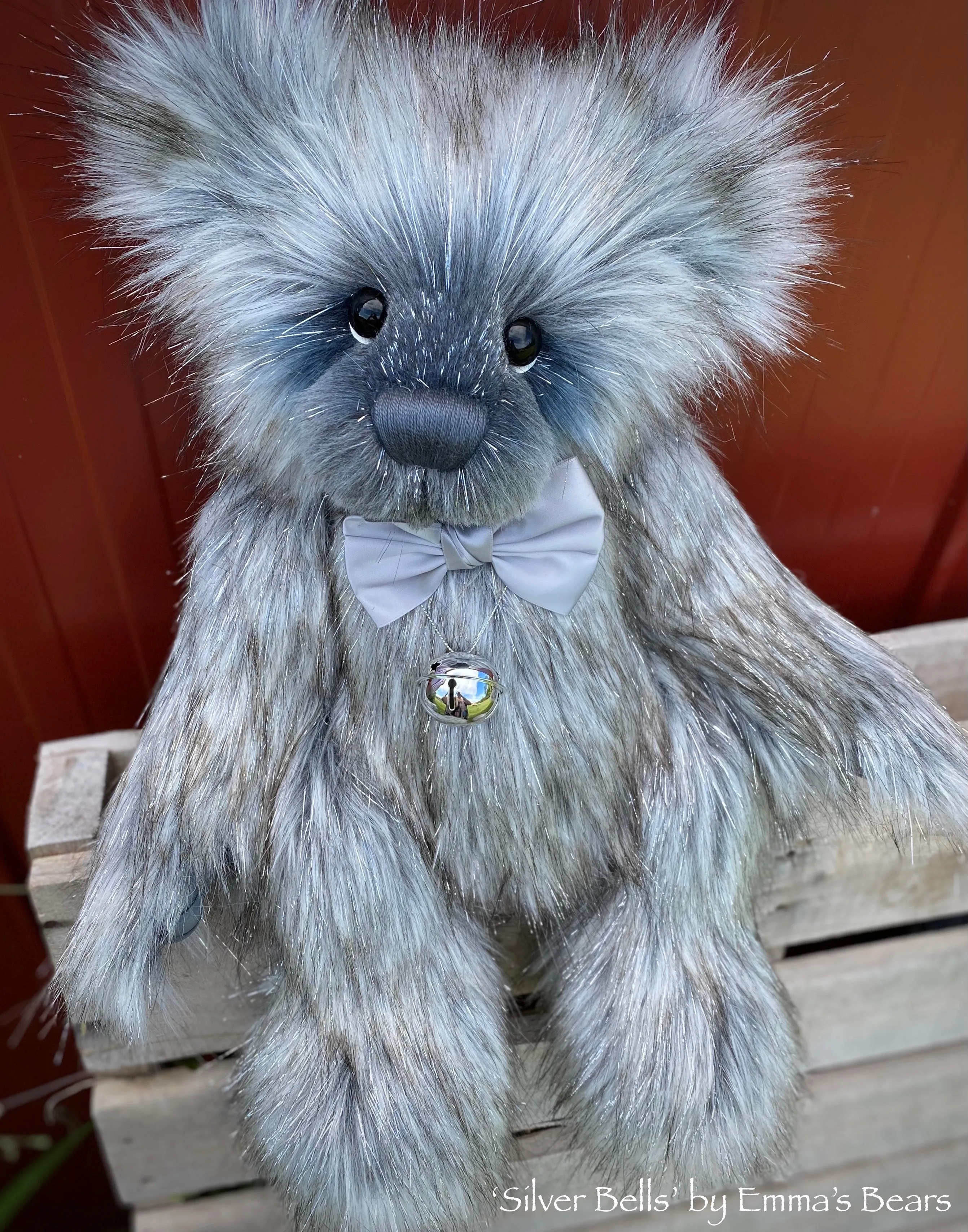 'Silver Bells' - 22" Christmas 2021 Faux Fur Artist Baby Bear by Emma's Bears - OOAK