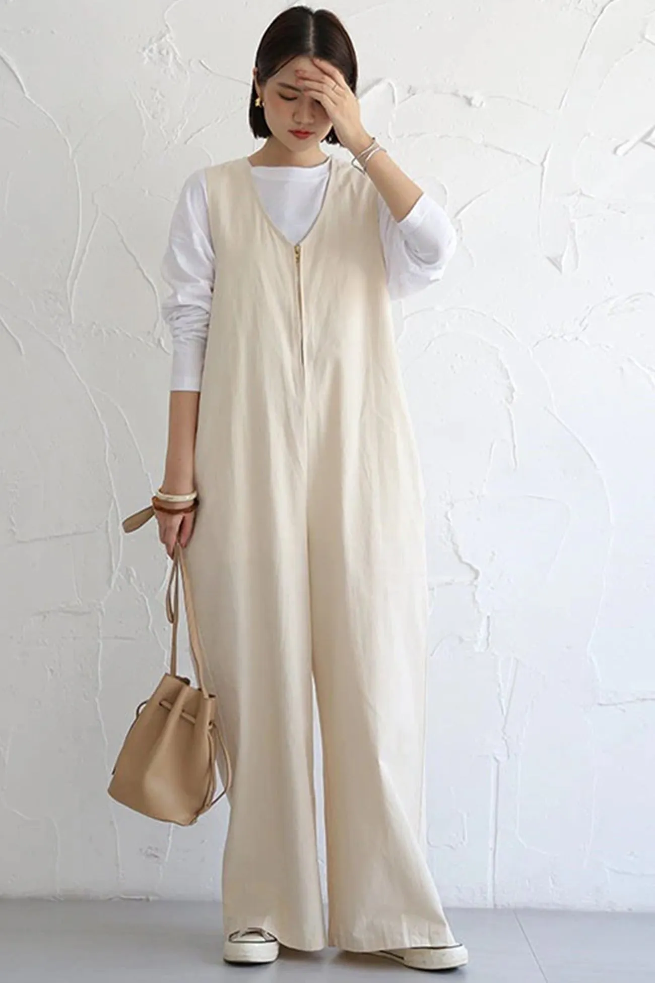 Sleeveless Zip-Front Wide Leg Jumpsuits