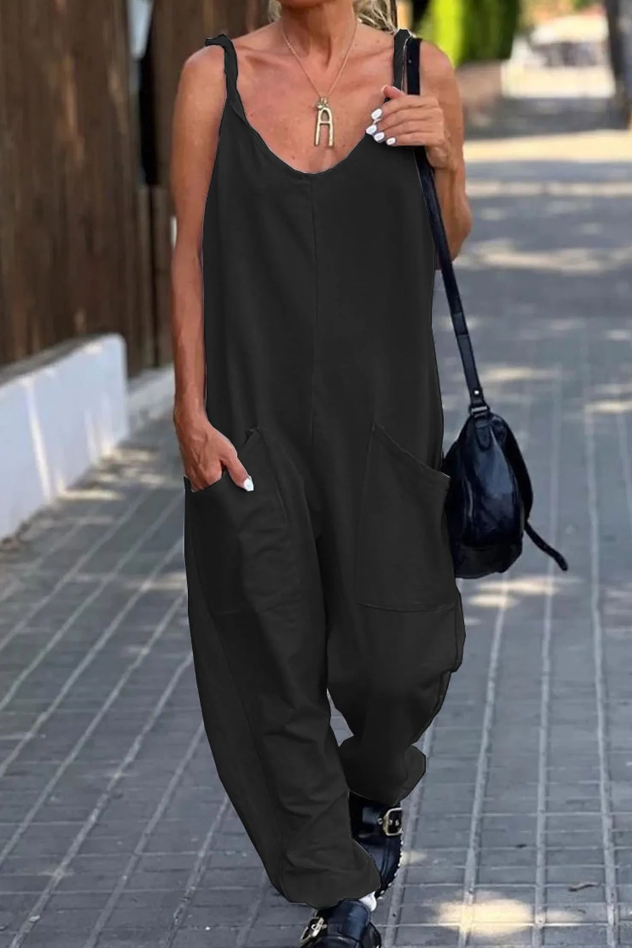 Solid Pocketed Cami Jumpsuits