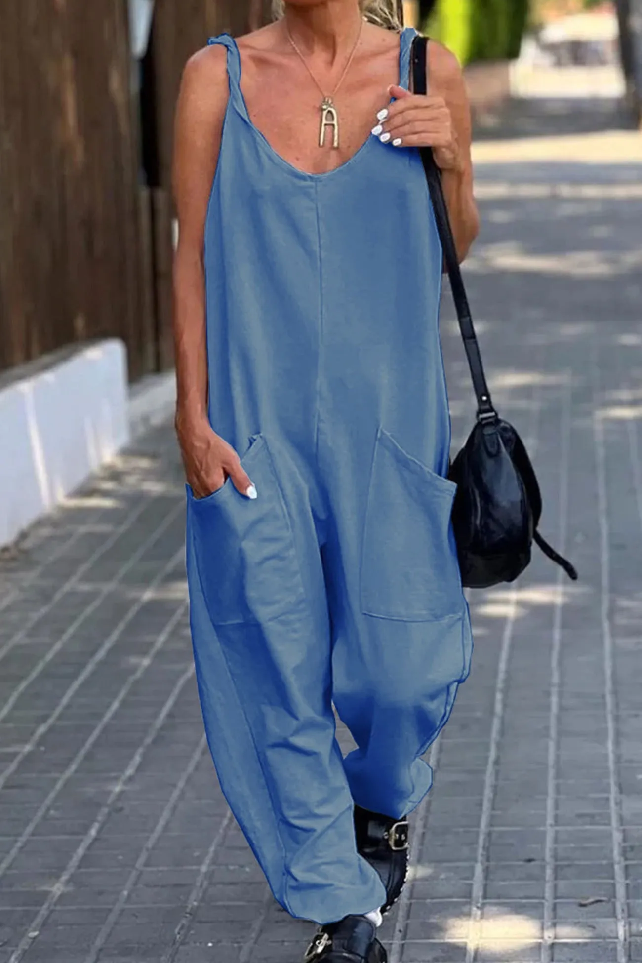 Solid Pocketed Cami Jumpsuits