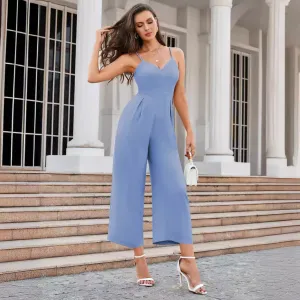 Summer Sexy Backless Wide Leg Strap Jumpsuit