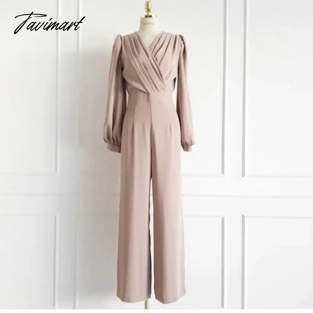 Tavimart New Spring Summer Women Casual  Wide Leg Pant Jumpsuits Female Fashion Elegant Office Lady Long Rompers