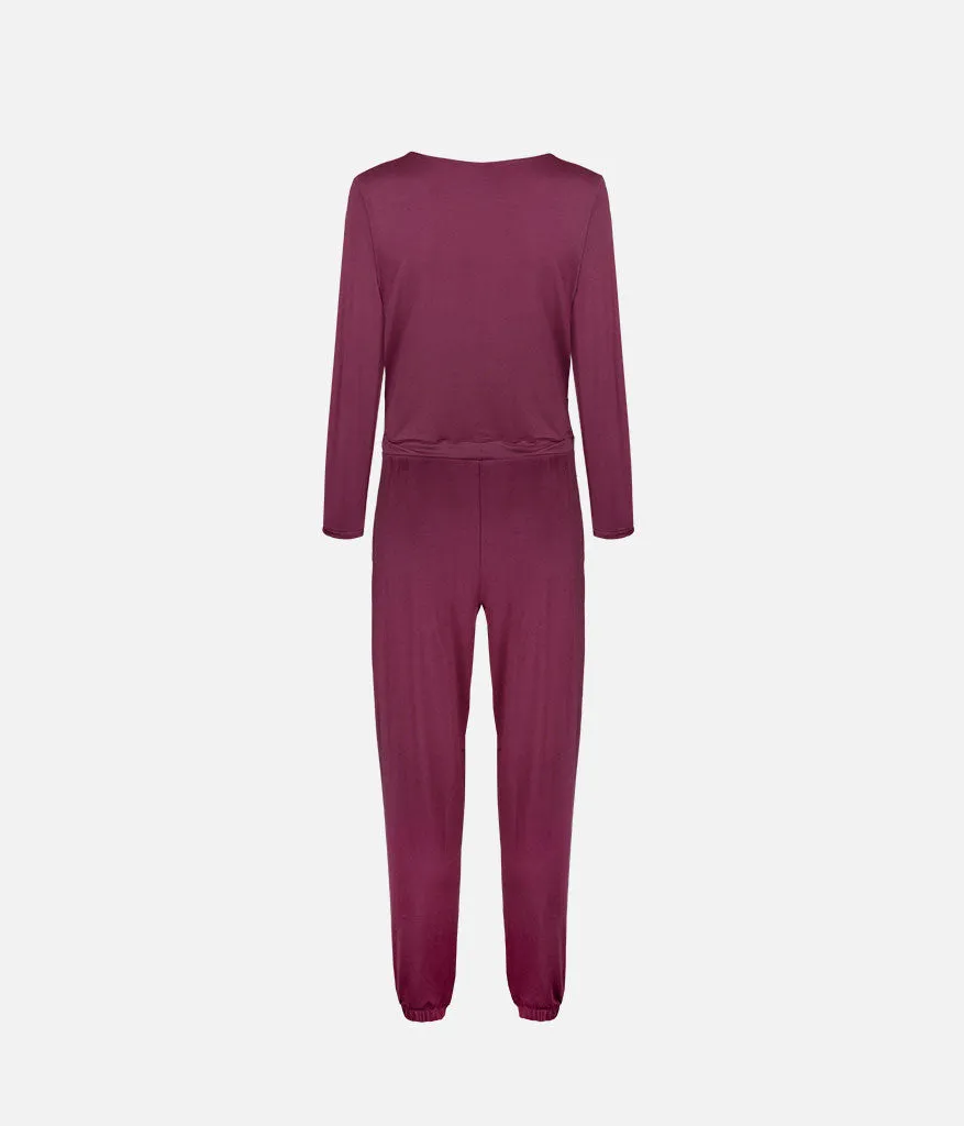 The All-Day Crew Jumpsuit: Plum