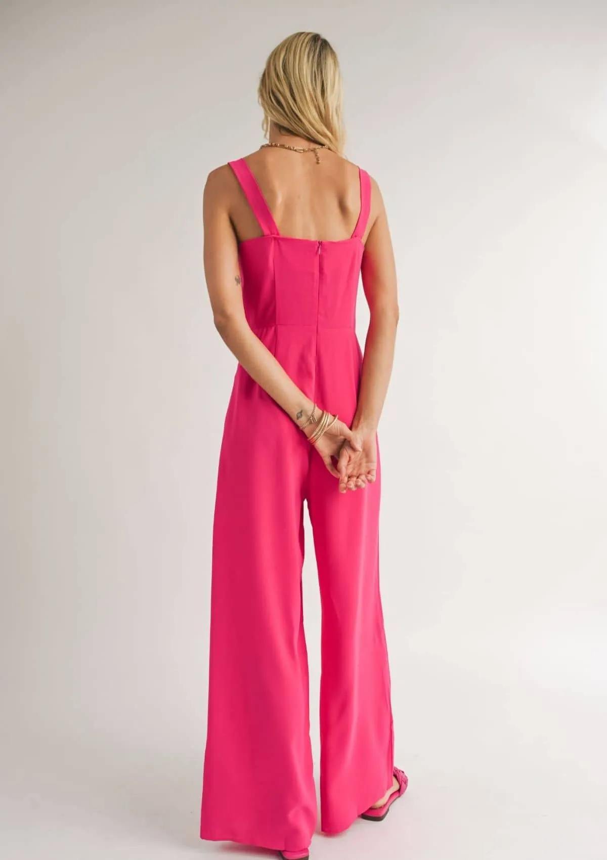 The Classics Square Neck Jumpsuit - Fuchsia