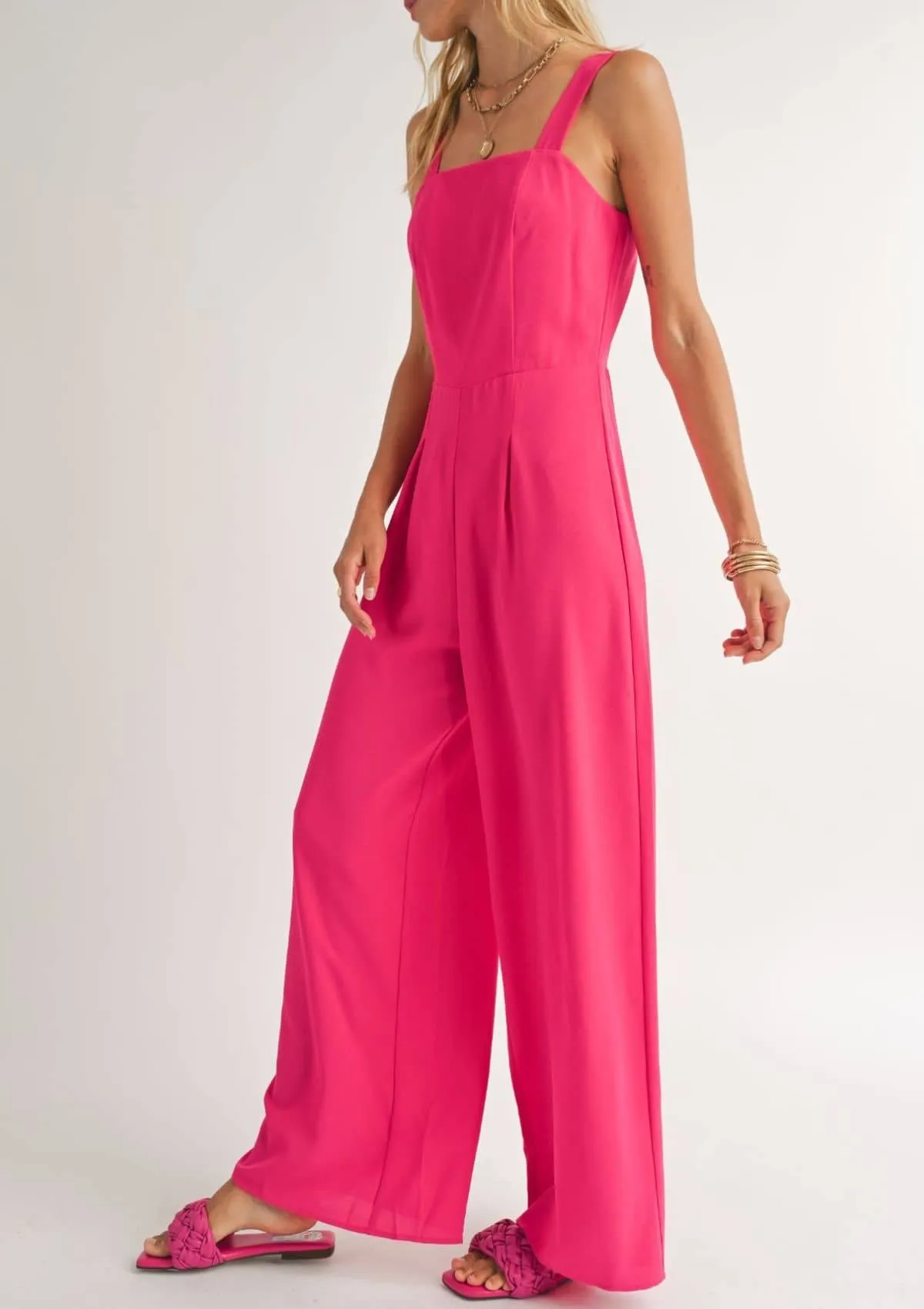 The Classics Square Neck Jumpsuit - Fuchsia