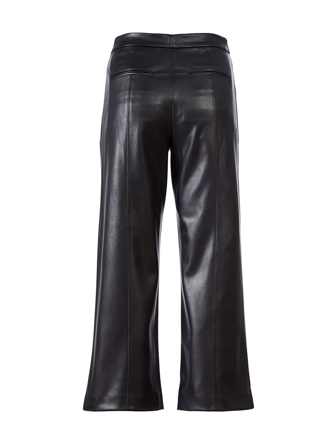 The Faux Leather Wide Leg Crop Pant in Black