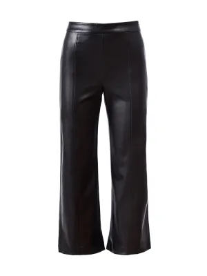 The Faux Leather Wide Leg Crop Pant in Black