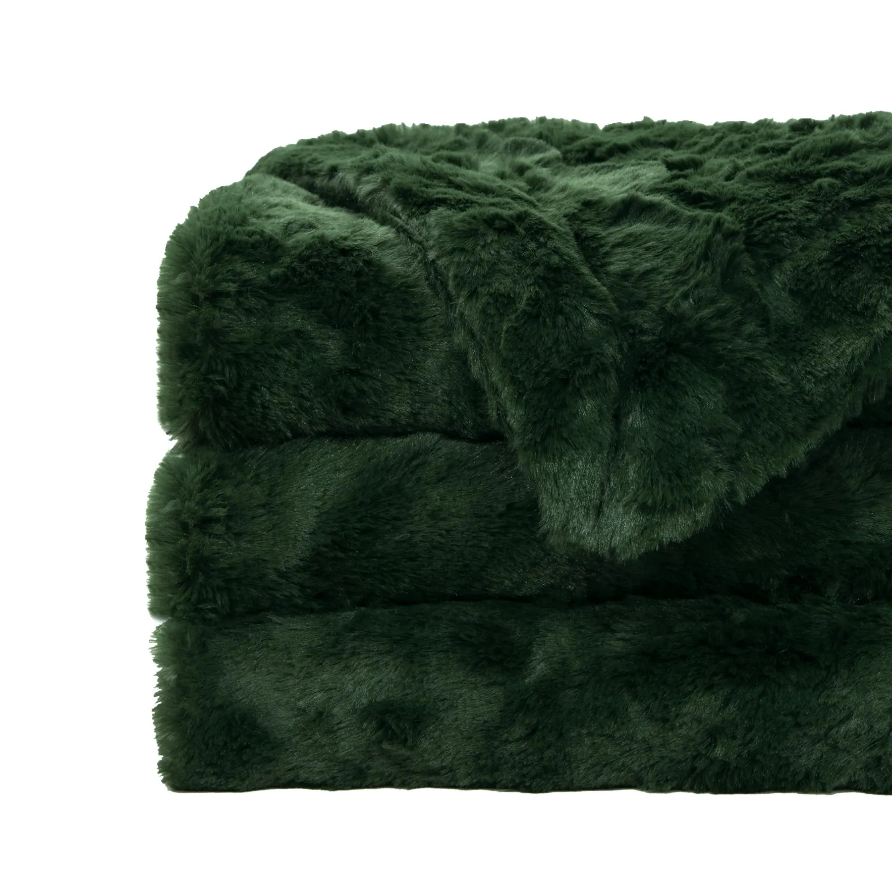 TOONOW Faux Fur Luxury Throw Blanket,Double Side Soft Fluffy Shaggy Fuzzy Blanket for Couch Sofa Bed (Olive Green, Throw)