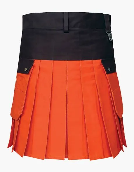 TWO-TONE ORANGE AND BLACK UTILITY KILT