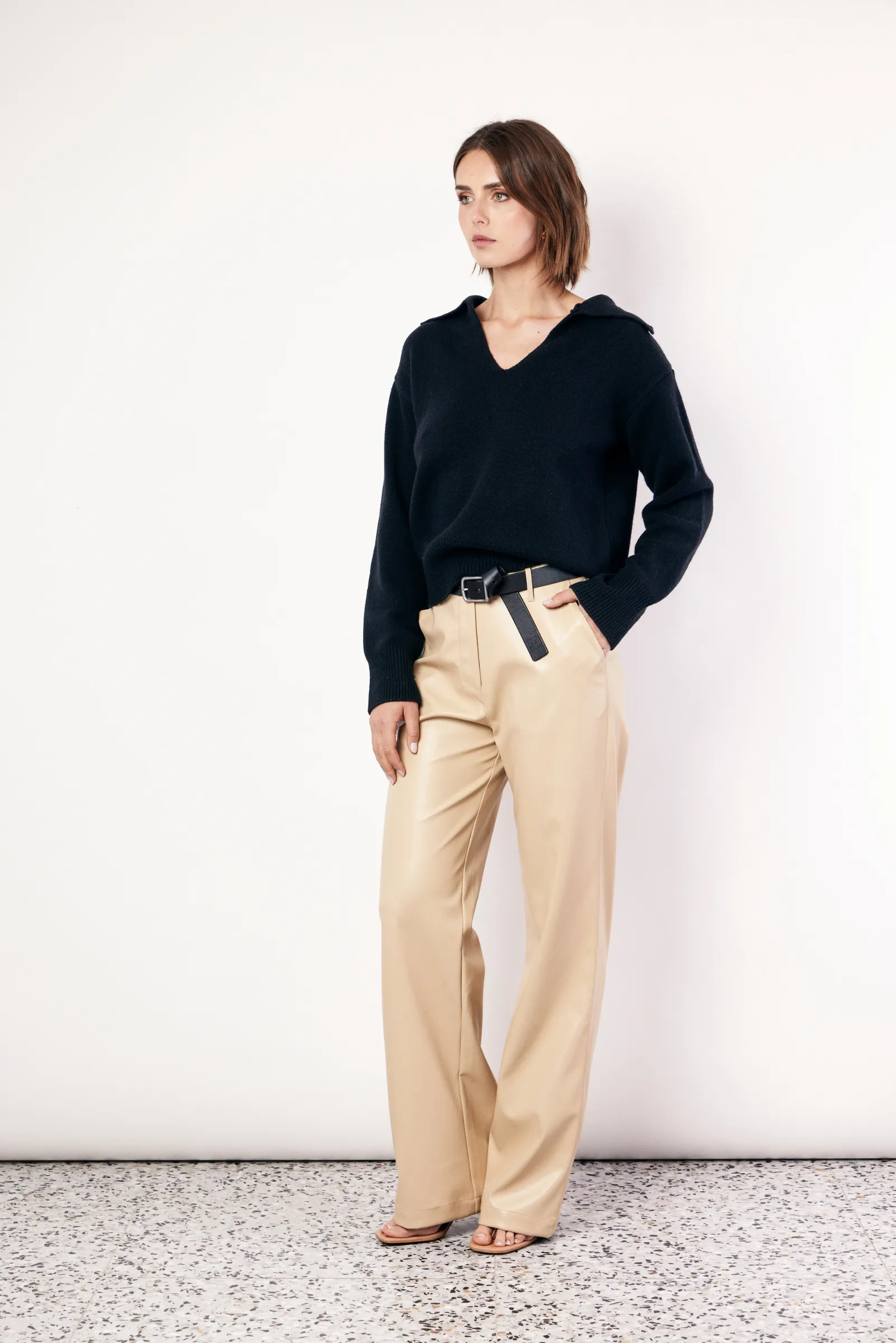 Vegan Leather Pants - Tan