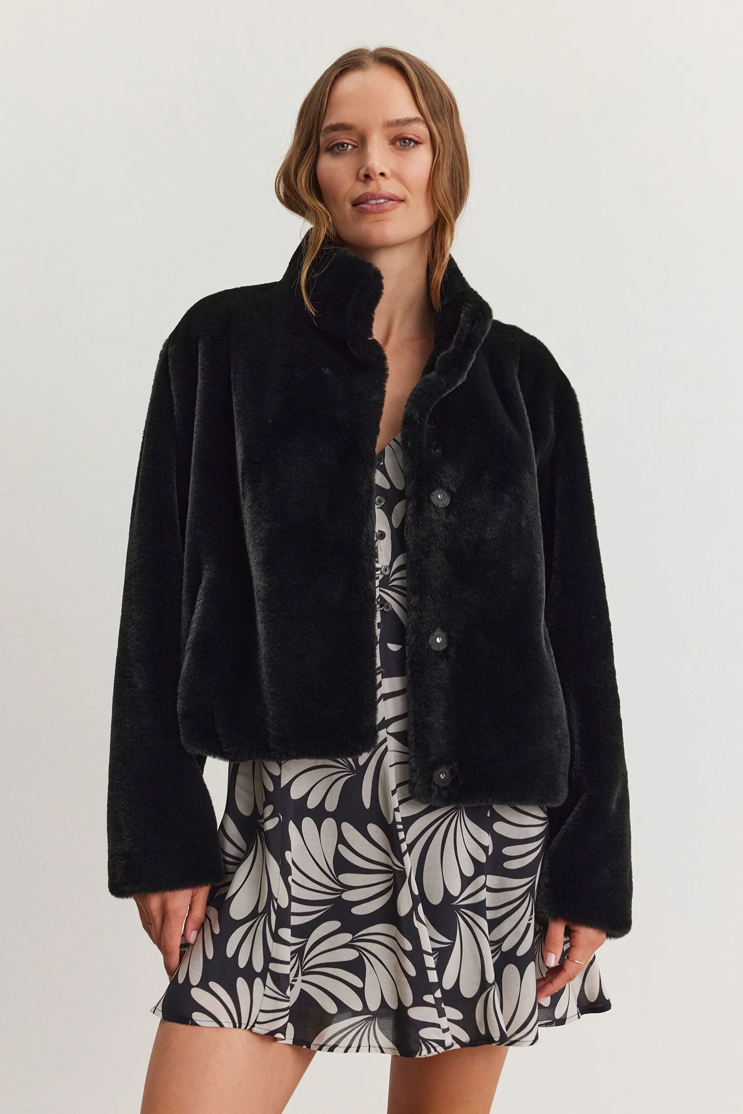 Velvet by Graham & Spencer Sheena 06 Faux Fur Jacket | Black