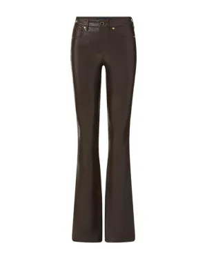 Veronica Beard Beverly Dark Chocolate Vegan Leather Skinny Flare Pant