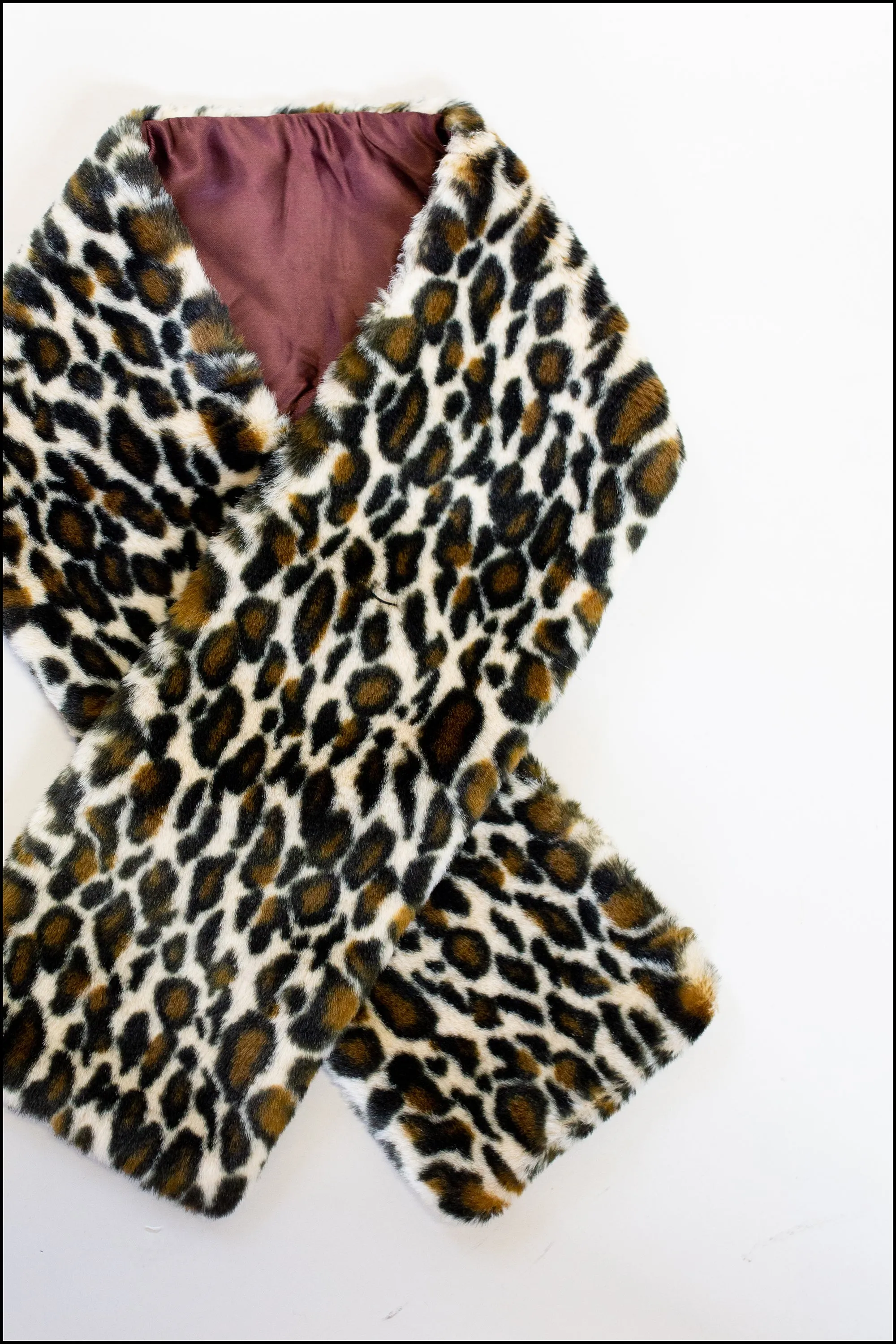 Vintage 1950s Leopard Faux Fur Scarf