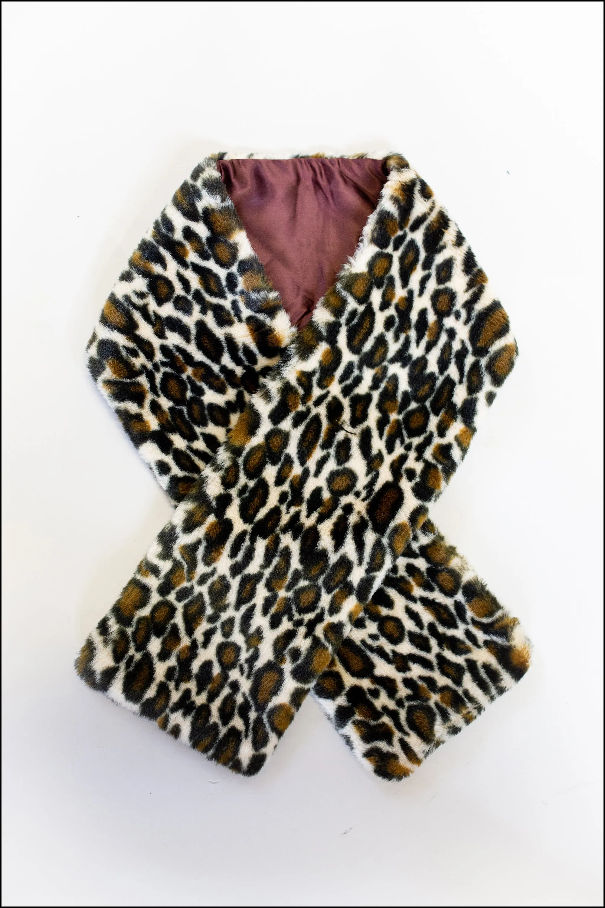 Vintage 1950s Leopard Faux Fur Scarf