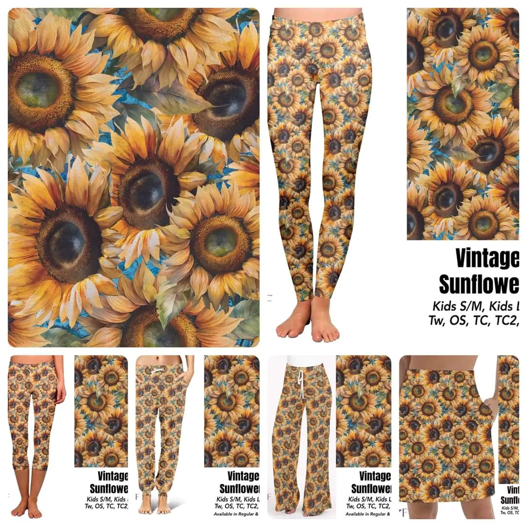 Vintage Sunflowers capris and skorts with pockets