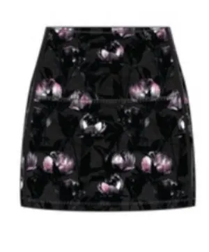 Wear It To Heart Black Peony High Waist Skort