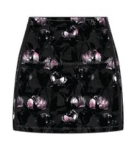 Wear It To Heart Black Peony High Waist Skort