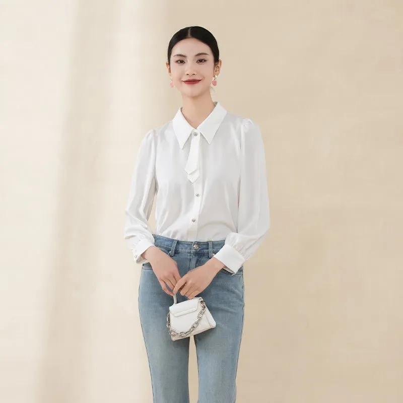 White Acetate Ribbon Blouses