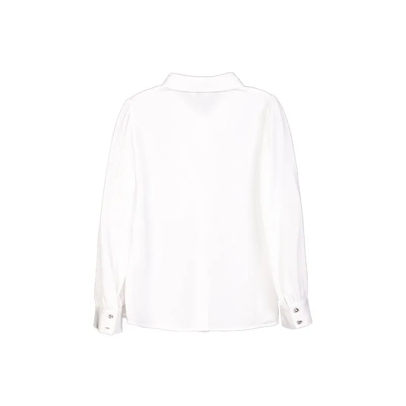 White Acetate Ribbon Blouses