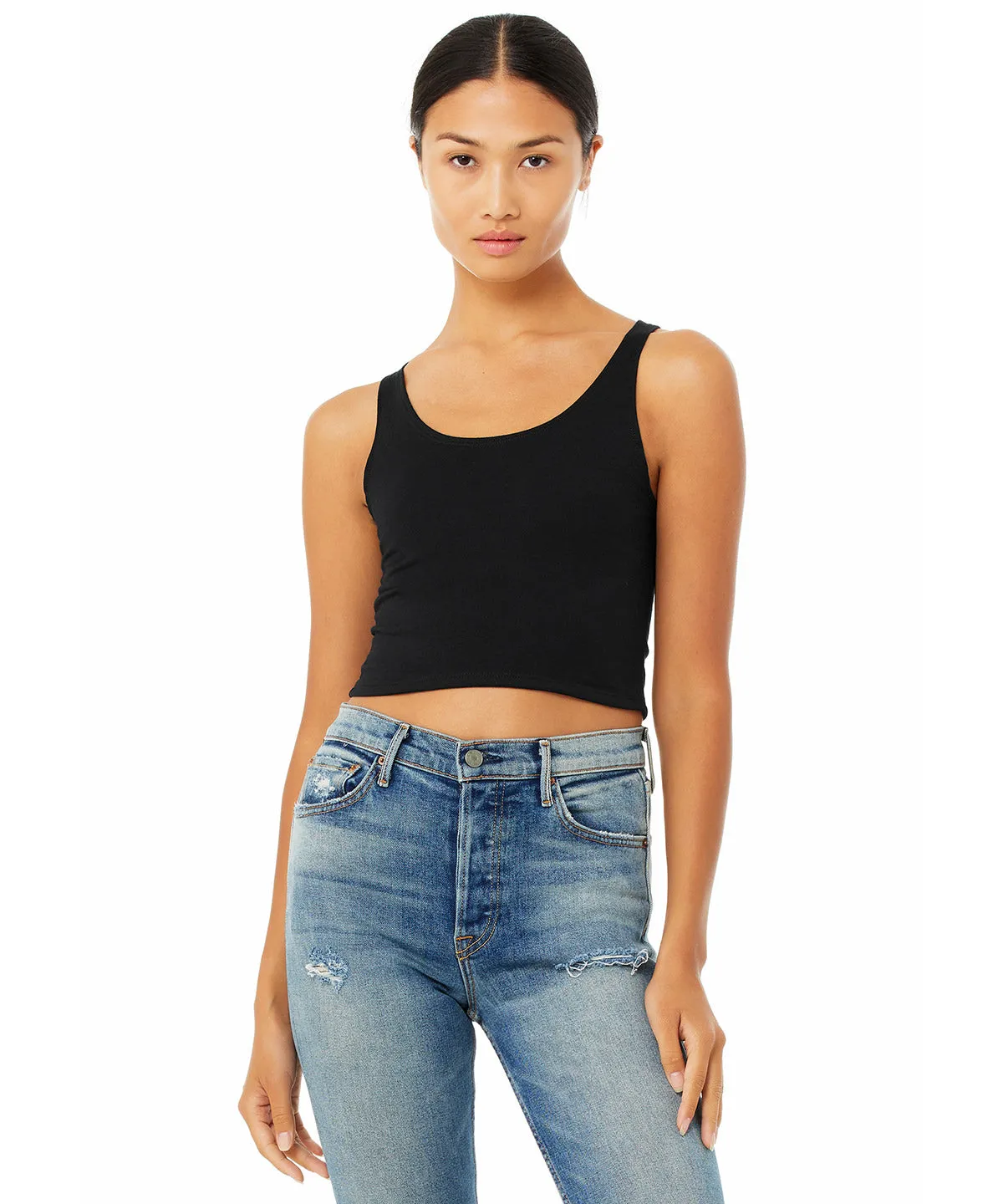 White - Women's polycotton crop top