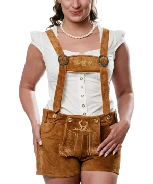 Women Lederhosen Hot Pants Light Brown