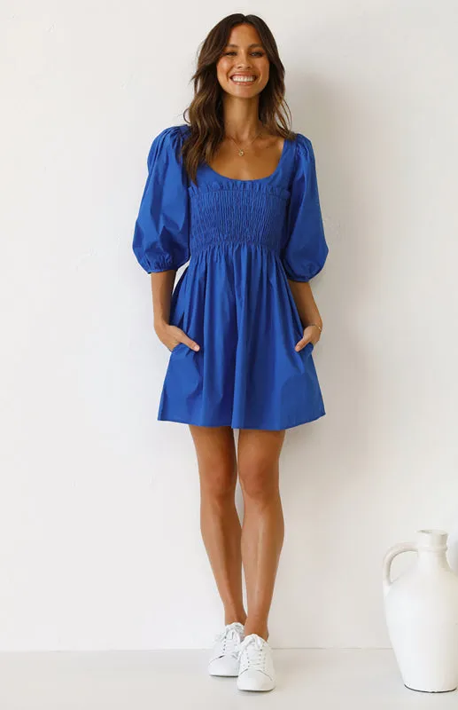 Women's Causal Friday Outfits Lantern Sleeves Dress | Solid Color Dress | Cute Short Dress