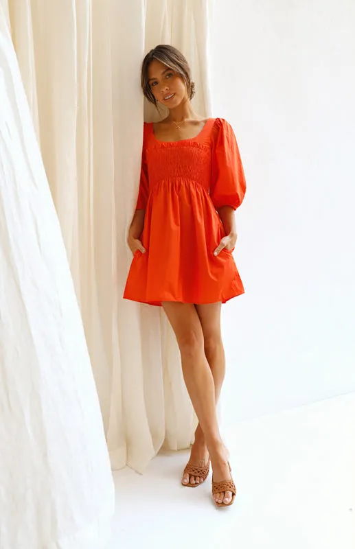 Women's Causal Friday Outfits Lantern Sleeves Dress | Solid Color Dress | Cute Short Dress